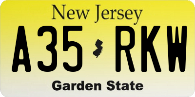 NJ license plate A35RKW