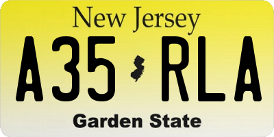 NJ license plate A35RLA