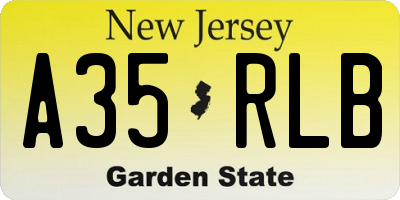 NJ license plate A35RLB
