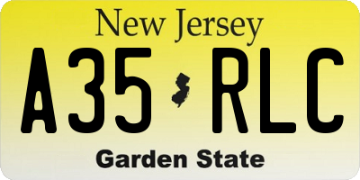NJ license plate A35RLC