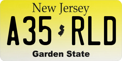 NJ license plate A35RLD