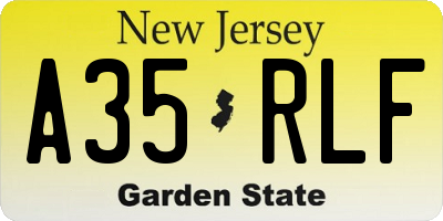 NJ license plate A35RLF