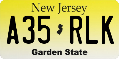 NJ license plate A35RLK