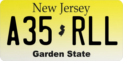 NJ license plate A35RLL