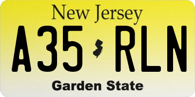 NJ license plate A35RLN