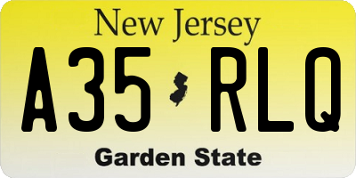 NJ license plate A35RLQ