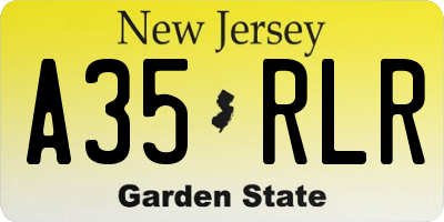 NJ license plate A35RLR