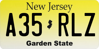 NJ license plate A35RLZ