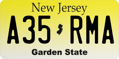 NJ license plate A35RMA