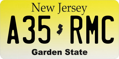 NJ license plate A35RMC