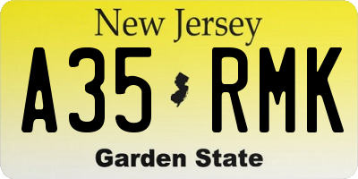 NJ license plate A35RMK
