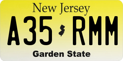 NJ license plate A35RMM