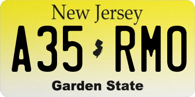 NJ license plate A35RMO