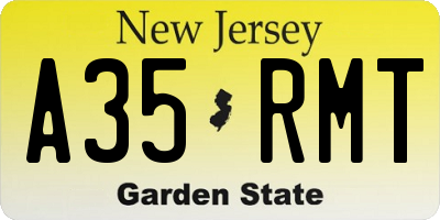 NJ license plate A35RMT