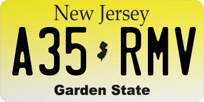 NJ license plate A35RMV