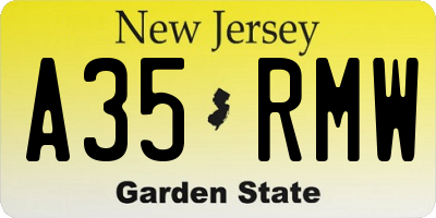 NJ license plate A35RMW