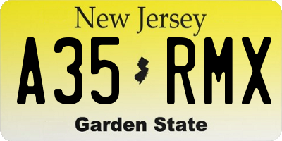 NJ license plate A35RMX