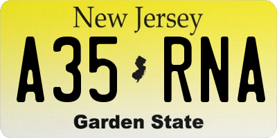 NJ license plate A35RNA