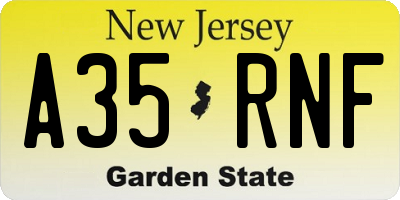 NJ license plate A35RNF