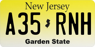 NJ license plate A35RNH
