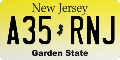 NJ license plate A35RNJ