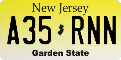 NJ license plate A35RNN