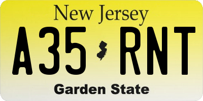 NJ license plate A35RNT