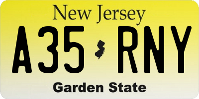 NJ license plate A35RNY