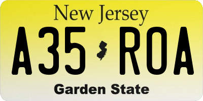 NJ license plate A35ROA