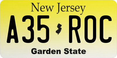 NJ license plate A35ROC