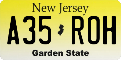 NJ license plate A35ROH