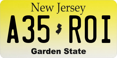 NJ license plate A35ROI