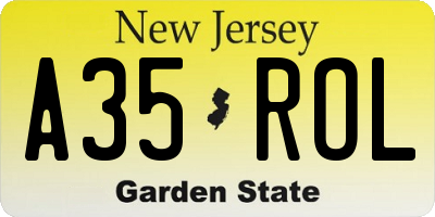 NJ license plate A35ROL