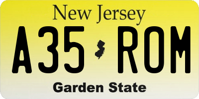 NJ license plate A35ROM