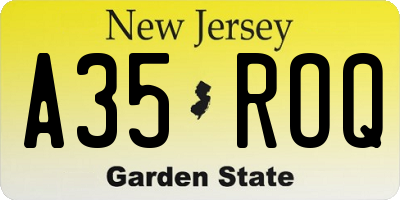 NJ license plate A35ROQ