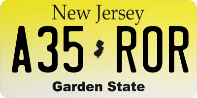 NJ license plate A35ROR