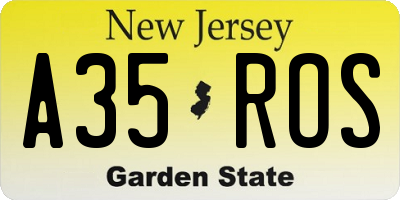 NJ license plate A35ROS