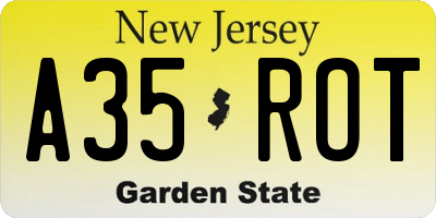 NJ license plate A35ROT