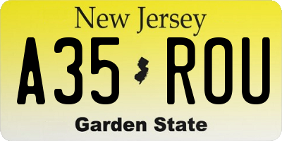 NJ license plate A35ROU