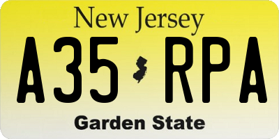 NJ license plate A35RPA