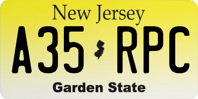 NJ license plate A35RPC