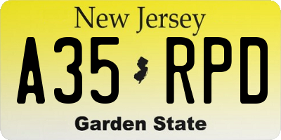 NJ license plate A35RPD