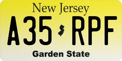 NJ license plate A35RPF