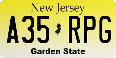 NJ license plate A35RPG