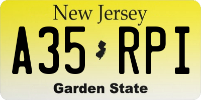 NJ license plate A35RPI