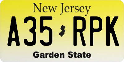 NJ license plate A35RPK
