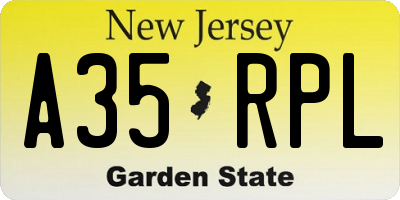 NJ license plate A35RPL