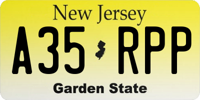 NJ license plate A35RPP