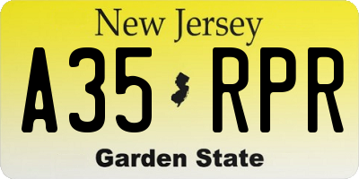 NJ license plate A35RPR
