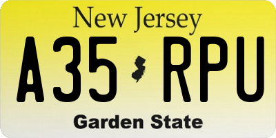 NJ license plate A35RPU